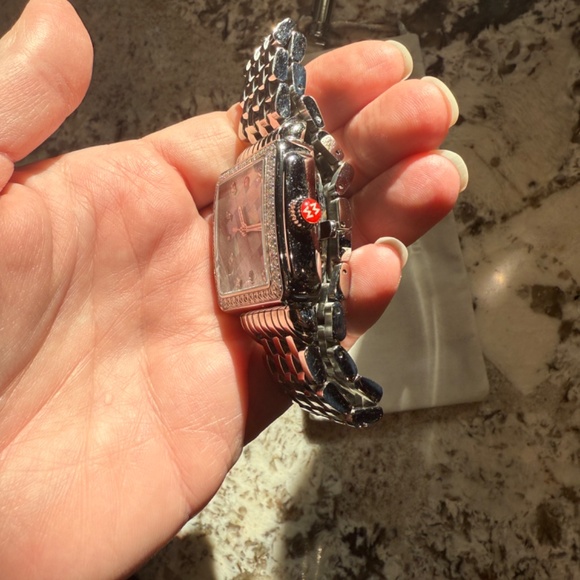 Super Rare Michele Large Deco Diamond Grey Mosaic Watch MW06T01A1977 - Picture 6 of 11